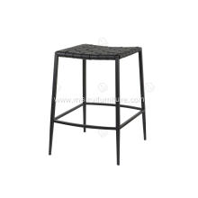 Hand woven saddle leather bar stool